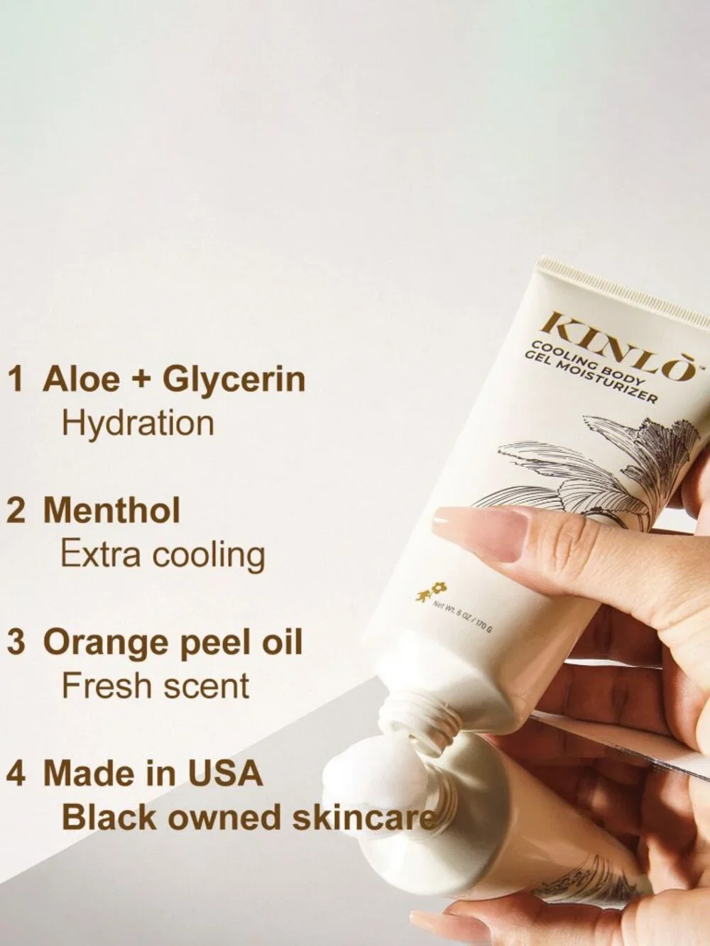 KINLO Cooling Body Gel Moisturizer with Soothing Aloe Vera and Glycerin 6 oz.